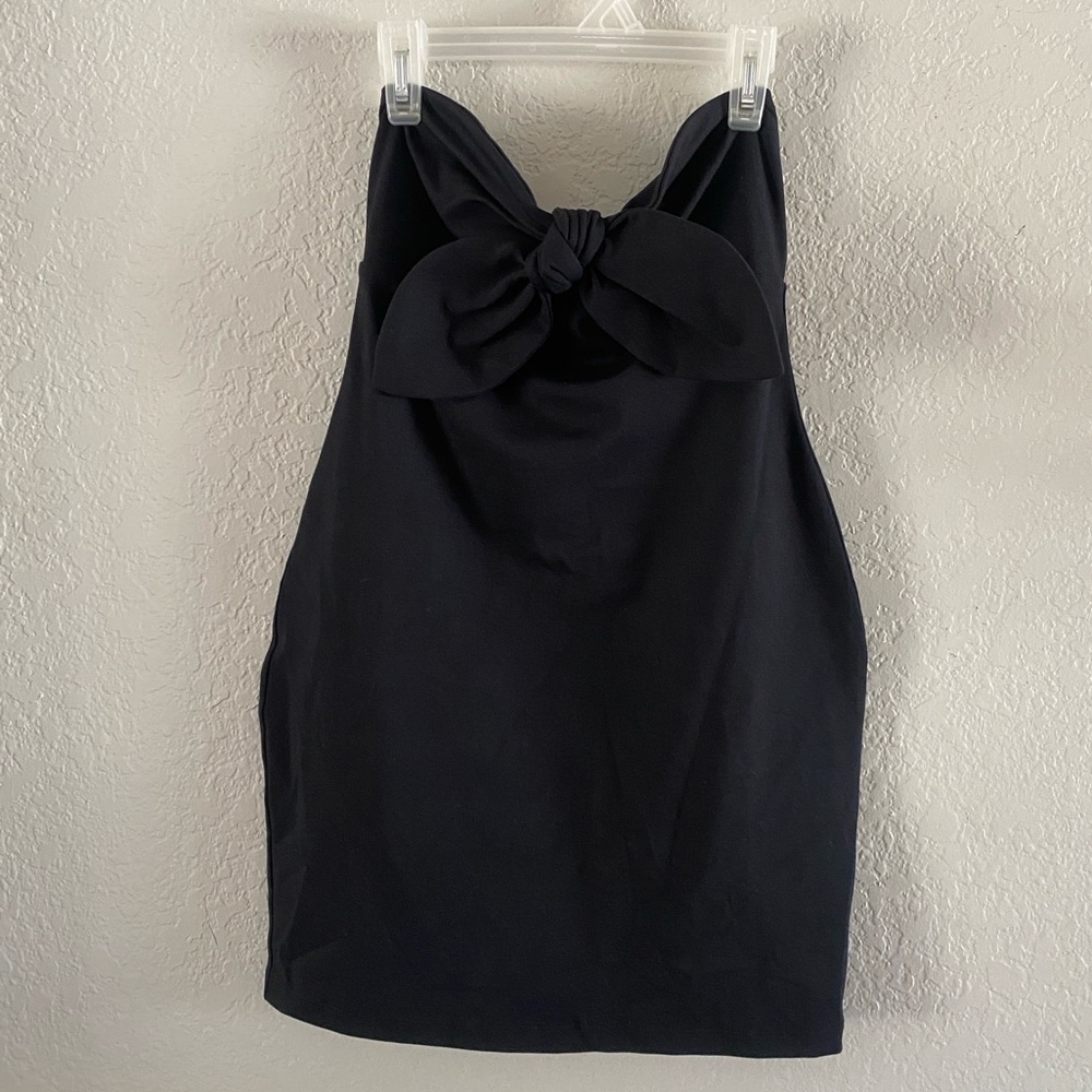Susan Monaco Strapless Mini dress with Front Bow SZ M, Black, New with Tags!